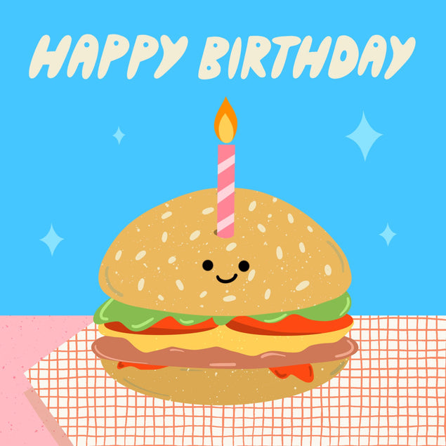 Cute Burger Birthday Confetti-exploding Greetings Card