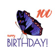 Blue Butterfly 100th Birthday Confetti-exploding Greetings Card