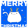 Cat Deer Merry Christmas Blue Background Confetti-exploding Greetings Card