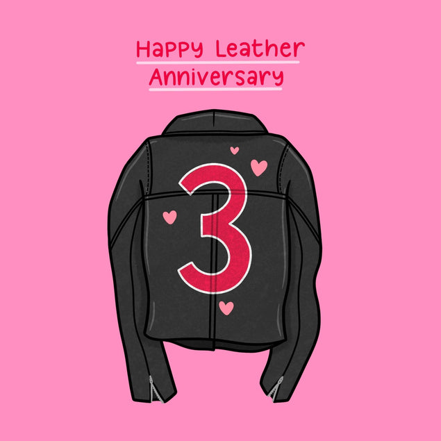 Leather Jacket 3rd Anniversary Confetti-exploding Greetings Card