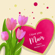 Cute Tulips I Love You Mum Happy Mother's Day Confetti-exploding Greetings Card