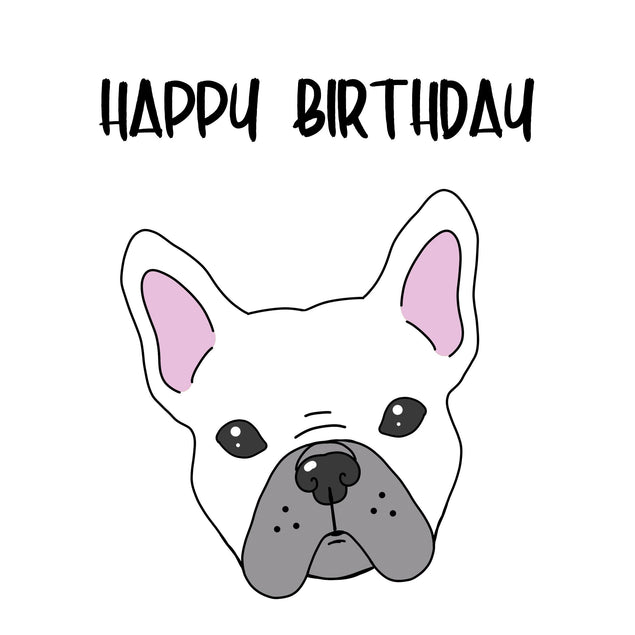 Cute White Frenchie Happy Birthday Confetti-exploding Greetings Card