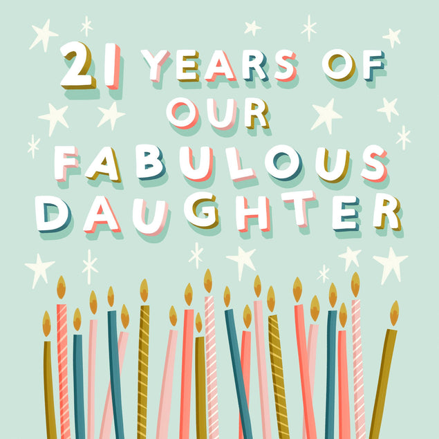 Daughter Colourful Candles 21st Birthday Confetti-exploding Greetings Card