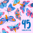 Delicate Pink Butterfly 45th Birthday Confetti-exploding Greetings Card