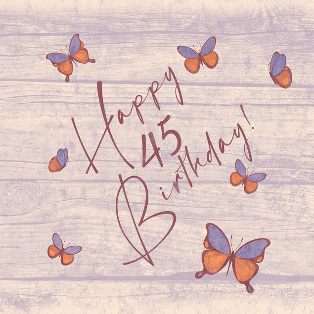 Tree Butterflies 45th Birthday Confetti-exploding Greetings Card
