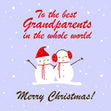 Merry Christmas The Best Grandparents In The Whole World Hugging Snowmen Confetti-exploding Greetings Card