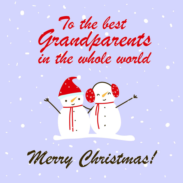 Merry Christmas The Best Grandparents In The Whole World Hugging Snowmen Confetti-exploding Greetings Card