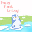 Little Penguin Happy March Birthday Confetti-exploding Greetings Card