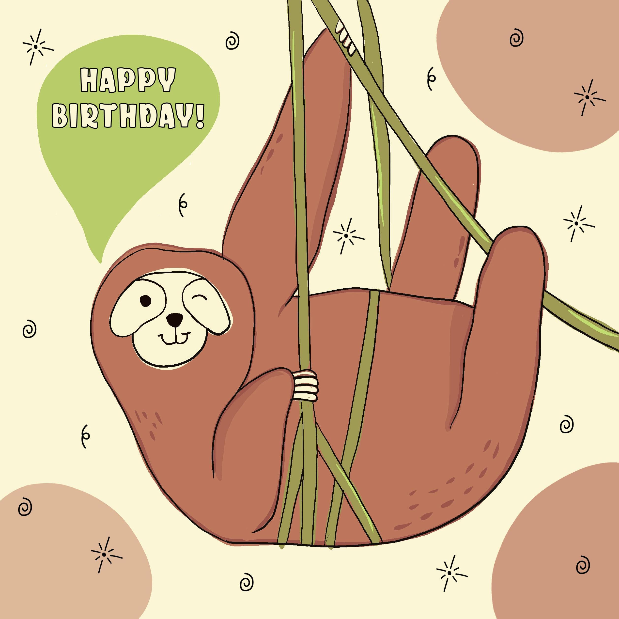 Happy Birthday Cute Sloth Confetti-exploding Greetings Card – Boomf