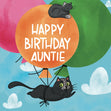 Flying Black Cat Happy Birthday Auntie Confetti-exploding Greetings Card