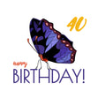 Blue Butterfly 40th Birthday Confetti-exploding Greetings Card