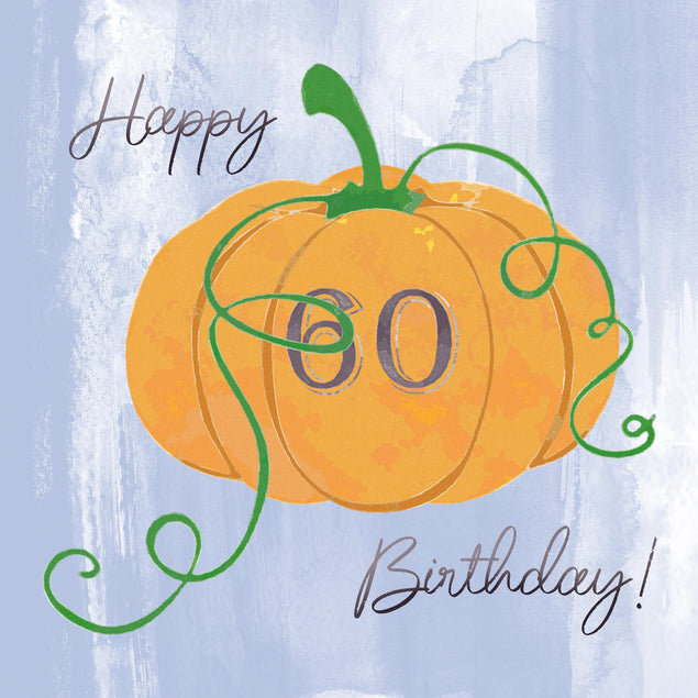 Pumpkin Purple Background Happy 60th Birthday Confetti-exploding Greetings Card