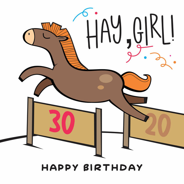 Hay Girl Happy Birthday Horse Confetti-exploding Greetings Card
