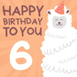 Cute Smiling Alpaca Happy 6th Birthday Confetti-exploding Greetings Card