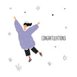 Girl In Purple Sweater Happy Birthday Confetti-exploding Greetings Card