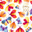 Fantastic Orange Butterflies 100th Birthday Confetti-exploding Greetings Card