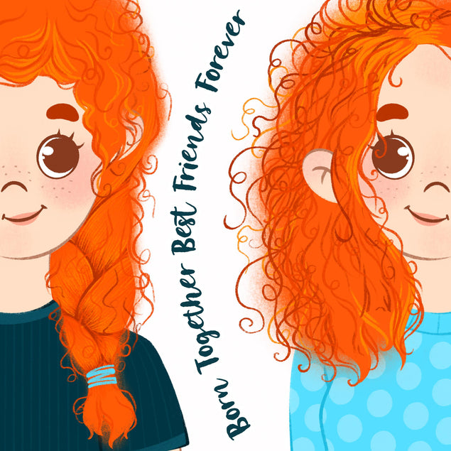 Redheads Girls Born Together Best Friends Forever Happy Birthday Confetti-exploding Greetings Card