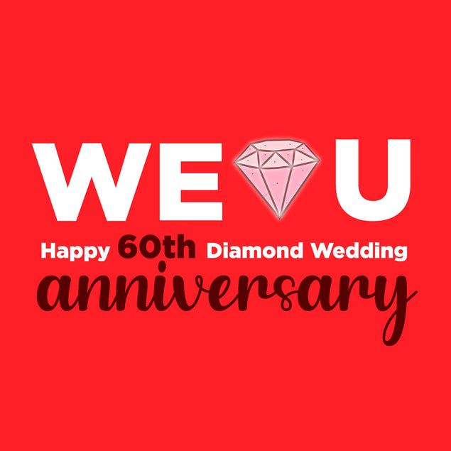 Red Background Happy 60th Diamond Wedding Anniversary Confetti-exploding Greetings Card