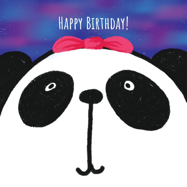 Purple Blue Background Panda Happy Birthday Confetti-exploding Greetings Card