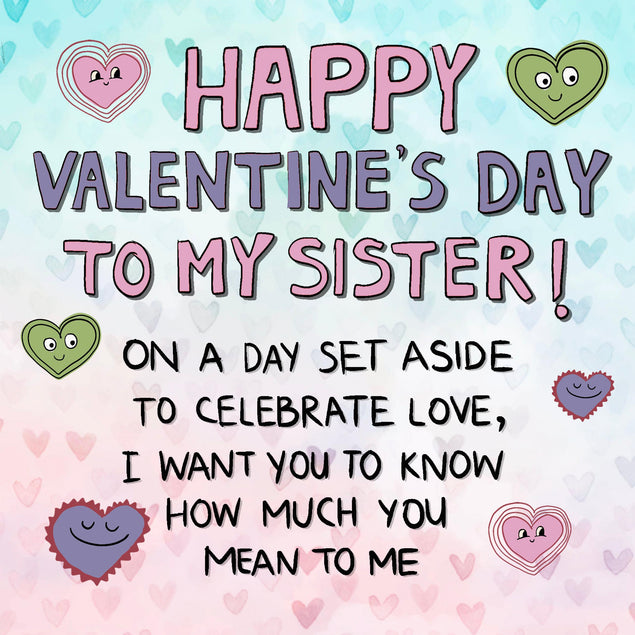 Happy Valentine's Day Sister Funny Hearts Confetti-exploding Greetings Card