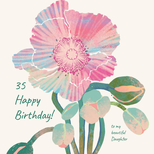 Beautiful Poppies Happy 35th Birthday Daughter Confetti-exploding Greetings Card
