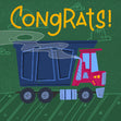 Blue Truck Green Background Congrats Confetti-exploding Greetings Card