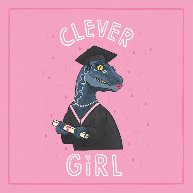 Dinosaur Clever Girl Graduation Confetti-exploding Greetings Card