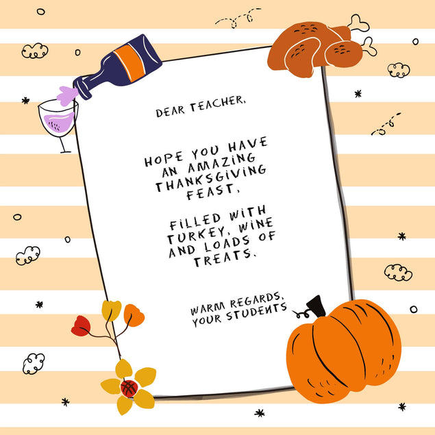 Autumn Colours Happy Thanksgiving Teacher Confetti-exploding Greetings Card