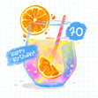 Happy 70th Birthday Orange Juice Cockltail Confetti-exploding Greetings Card