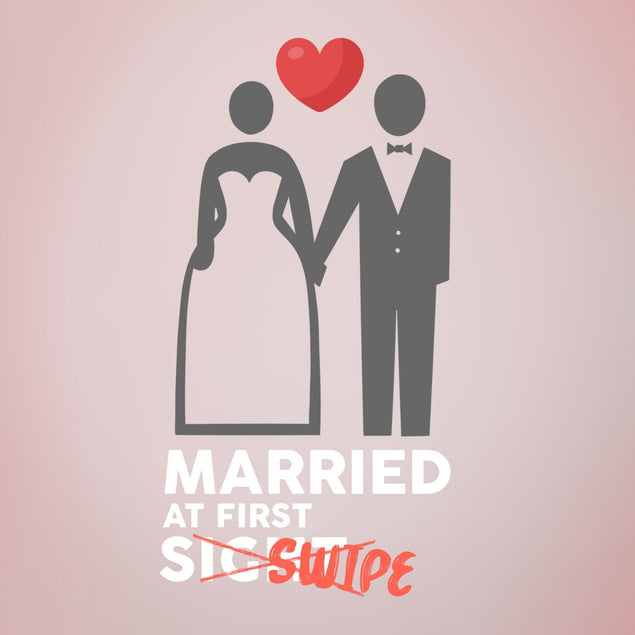 Married At The First Swipe Confetti-exploding Greetings Card