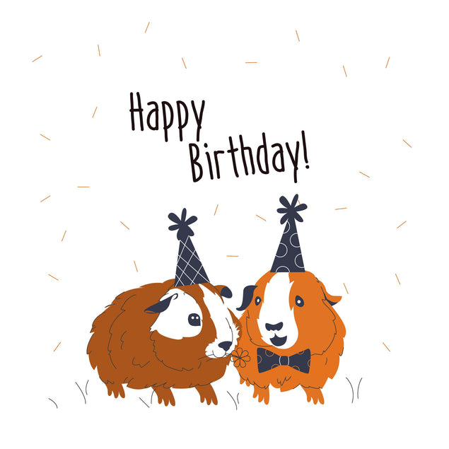 Cute Guinea Pigs Happy Birthday Confetti-exploding Greetings Card