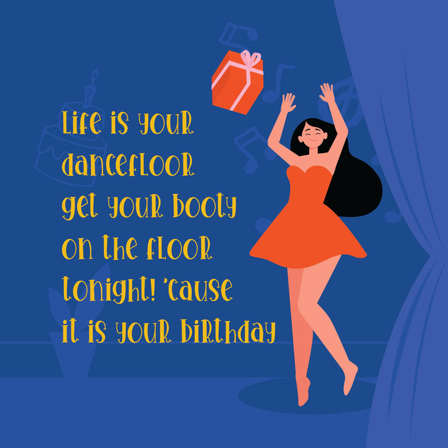 Dancing Girl Happy Birthday Confetti-exploding Greetings Card