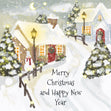 Merry Christmas And Happy New Year Snowy Street Confetti-exploding Greetings Card