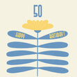 Happy 50th Birthday Big Yellow Flower Confetti-exploding Greetings Card