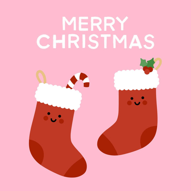 Cute And Happy Stockings Christmas Confetti-exploding Greetings Card