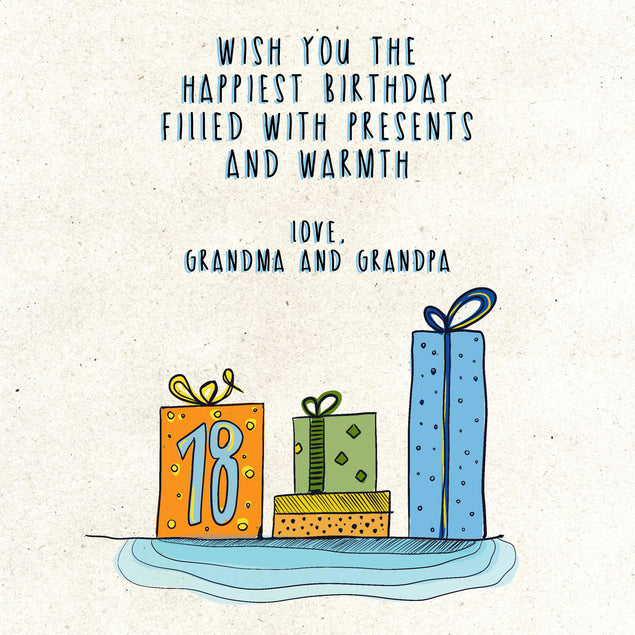 Colorful Presents Happy 18th Birthday Grandson Confetti-exploding Greetings Card