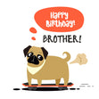 Farting Pug On A Skateboard Happy Birthday Brother Confetti-exploding Greetings Card