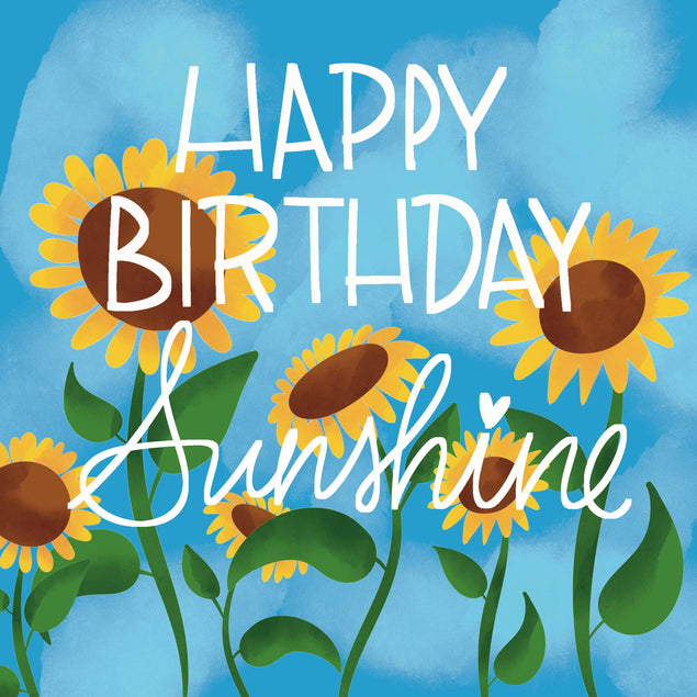 Sunflowers On A Blue Background Happy Birthday Confetti-exploding Greetings Card