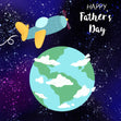 Happy Father's Day Plane In Space Confetti-exploding Greetings Card