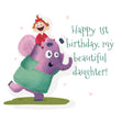 Happy 1st Birthday Elephant With Girl Confetti-exploding Greetings Card