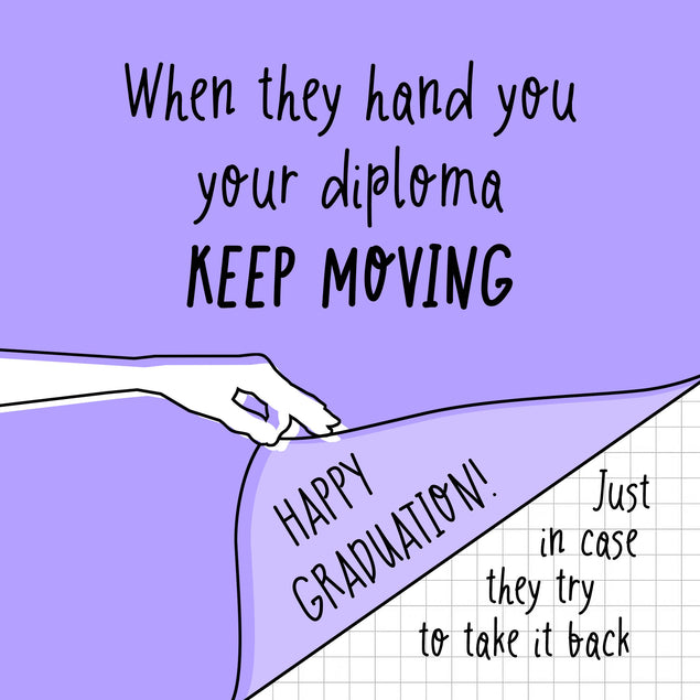 Purple Keep Moving Happy Graduation Confetti-exploding Greetings Card