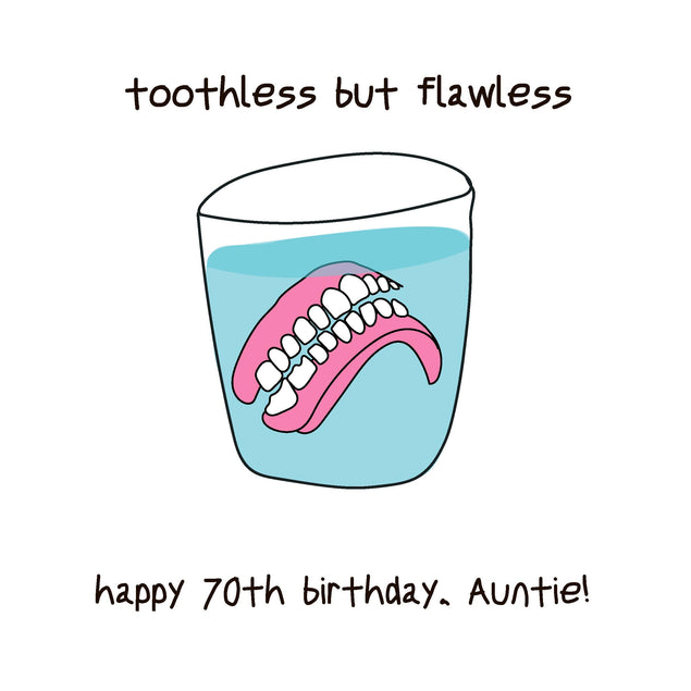 Happy 70th Birthday Aunt Dentures In A Glass Of Water Confetti-exploding Greetings Card