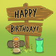 Walking Paths Happy Birthday Confetti-exploding Greetings Card