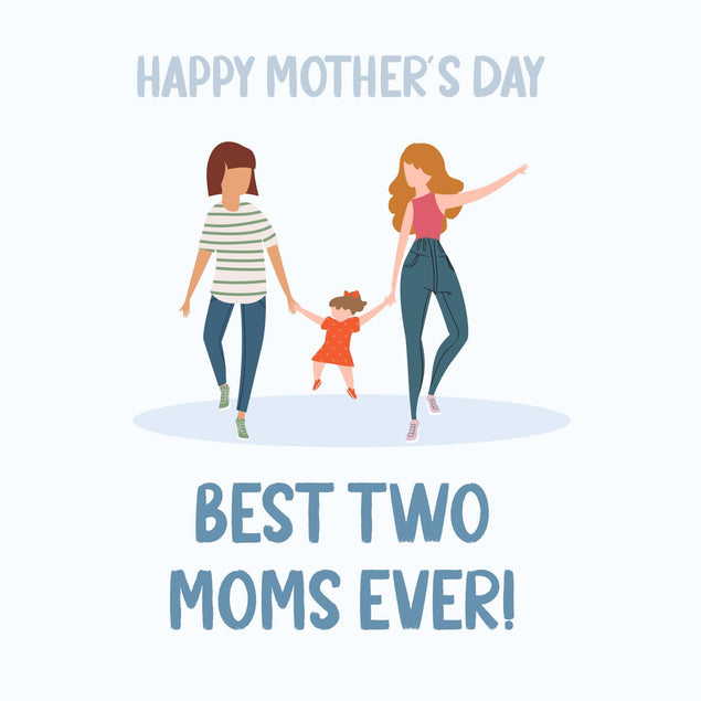 Happy Mother's Day Best Two Moms Ever - Grey Confetti-exploding Greetings Card