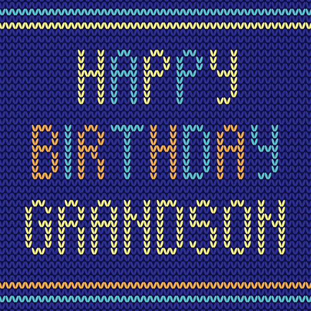 Happy Birthday Grandson Knitted Style Confetti-exploding Greetings Card
