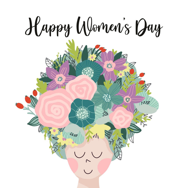 Cute Flower Hair Happy Women's Day Confetti-exploding Greetings Card
