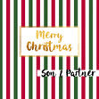 Merry Christmas Son And Partner Green And Red Stripes Confetti-exploding Greetings Card