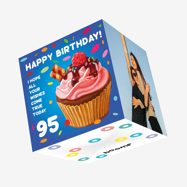 Sweet Cupcake Happy 95th Birthday Confetti-exploding Greetings Card