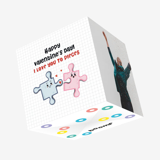 Cute Puzzle Pieces Valentine's Day Confetti-exploding Greetings Card