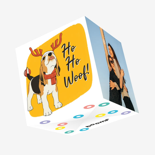 Ho Ho Woof Cute Beagle Confetti-exploding Greetings Card